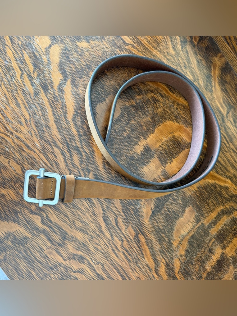 Women’s Duluth Trading Co Brown Leather Belt with Silver Buckle, NEW